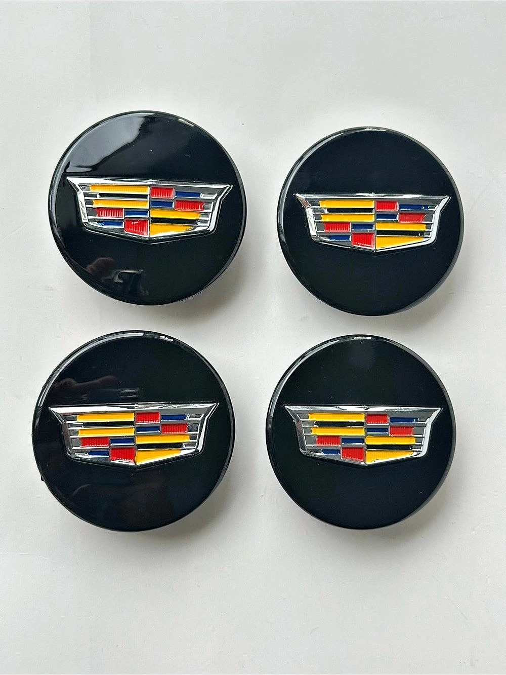 4x Cadillac (ATS CTS DTS SRX STS XLR XTS) 67mm Wheel Center Caps Black Colorful